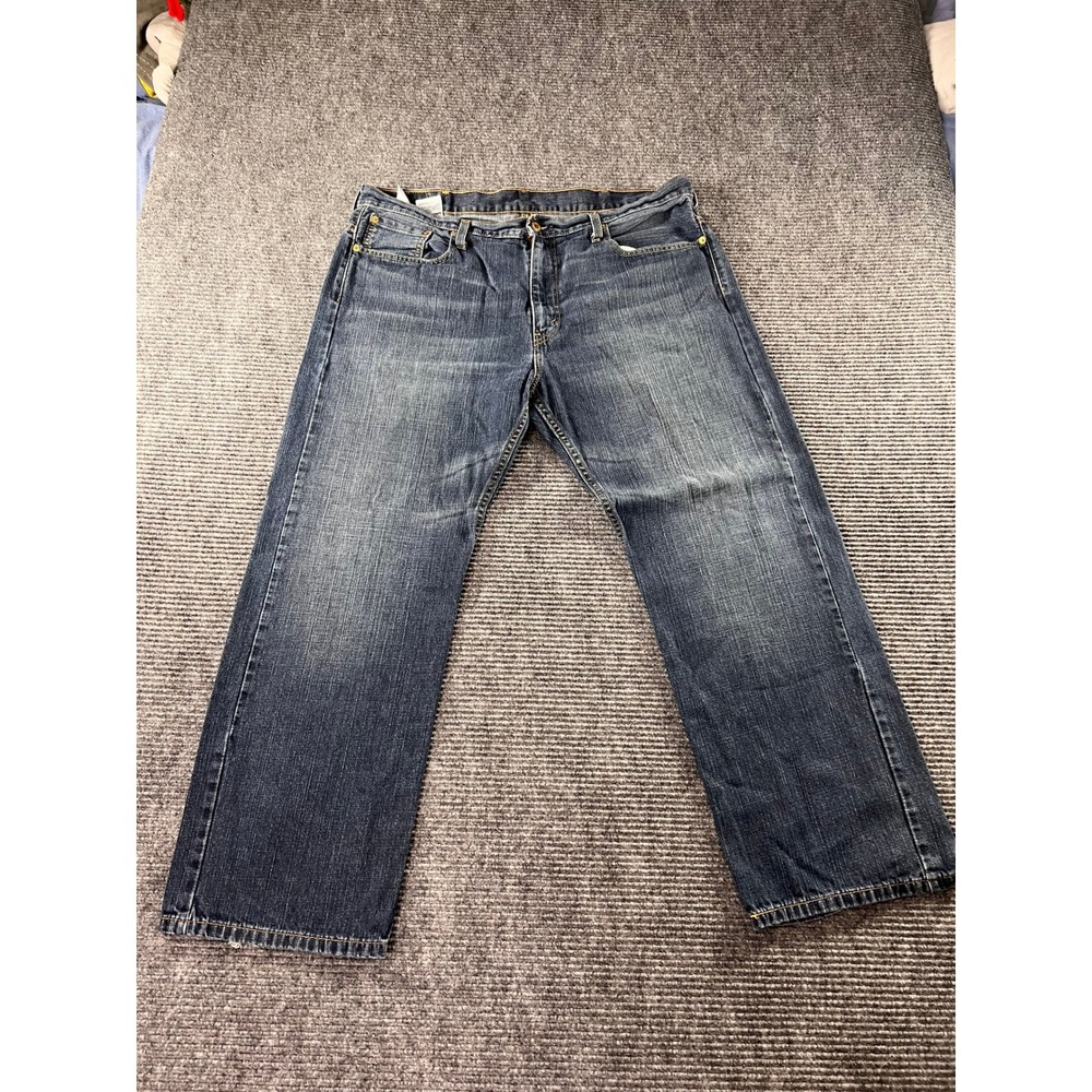 Levi's 569 Loose Straight Mens Jeans 38x30 Blue Medium Wash Distressed Hem